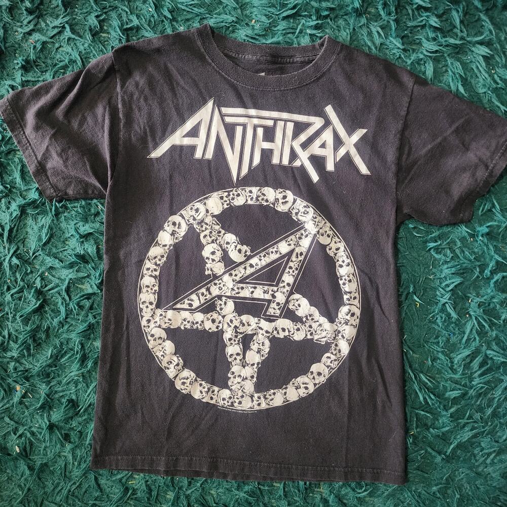 Anthrax Pentagram Band Tee Black Graphic Shirt Small Vintage 2012